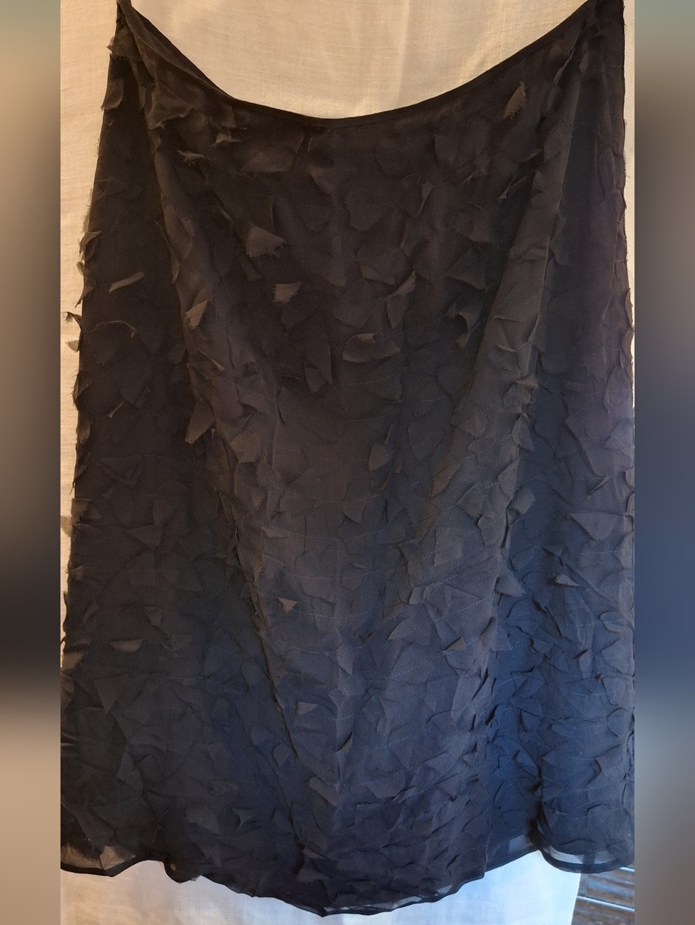 Black 100% Silk Textured Skirt Size 10 Elegant A-Line Overlay